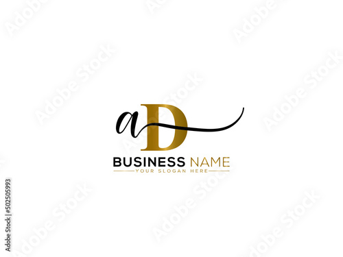 Alphabet AD da Signature Letter Logo, Signature Ad Logo Icon Design photo