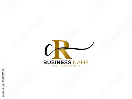 Letter CR Signature Logo, Simple Cr rc Signature Logo Icon Vector Stock