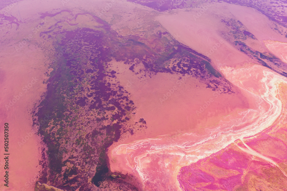 Fototapeta premium Top view of the estuary shore. Land texture. Abstract nature background