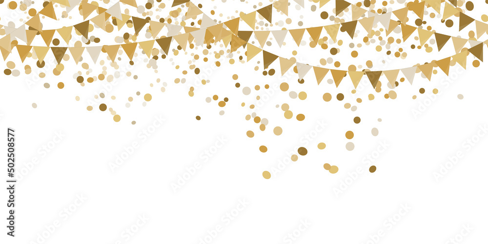 seamless golden colored confetti and garlands party background