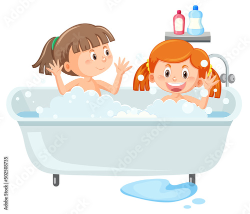 Happy children in bathtub