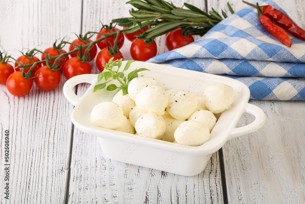 Mozzarella cheese balls in the bowl Mozzarella cheese balls in the bowl