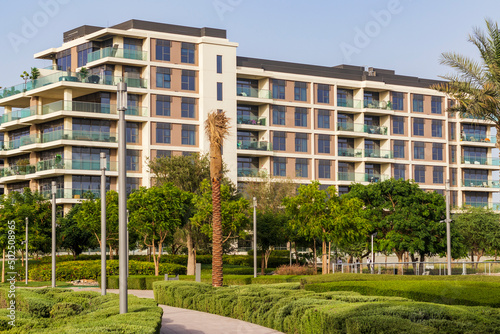 Dubai, UAE - 05.01.2022 - Shot of Dubai Hills park. City