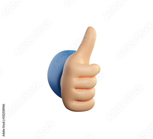 Human hand thumb up symbol with fingers gesture. Like, success, good feedback or agreement concept. Realistic 3d high quality render isolated on white background.