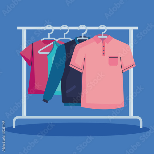 rack with clothes hanging