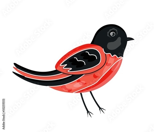 Bullfinch bird in cartoon style. Vector illustration