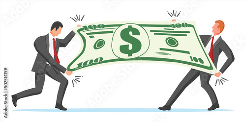 Two Businessman Pull of Dollar.