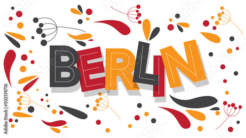 Berlin. Word written with Children's font in cartoon style.