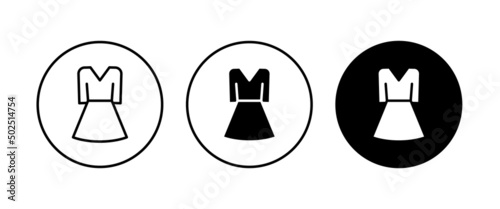 Evening dress icon. Gown dress, woman's clothes, Fashion icon concepts vector, sign, symbol, logo, illustration, editable stroke, flat design style isolated on white
