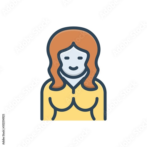 Color illustration icon for redhead