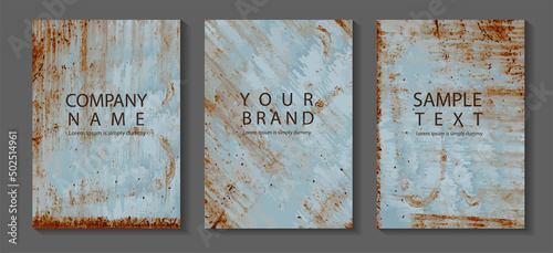 Vector rusty metal texture background, in A4 size for design work page cover book presentation. brochure layout and flyers poster template.