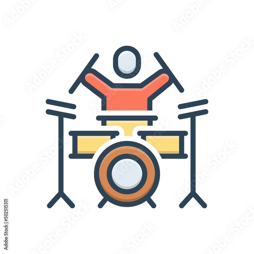 Color illustration icon for drums