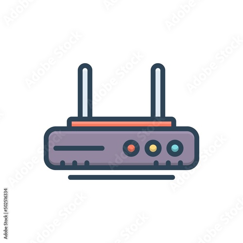 Color illustration icon for modem