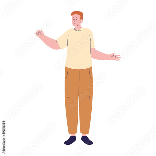 redhead man standing