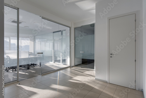 office space  real estate  modern office with glass partitions