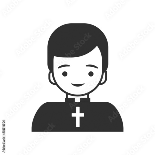 Gray icon of a catholic priest. A pastor in a priest's garb