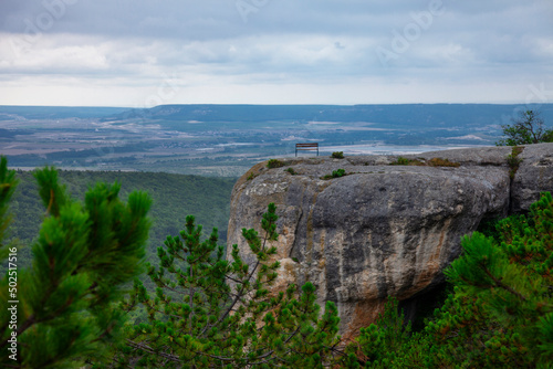 High mountain view at Crimea Bakhchysarai Chufut-Kale canyon