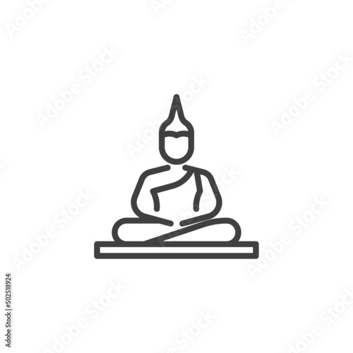 Buddha statue line icon
