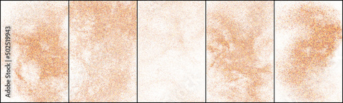Set of Sand Color Halftone Dotted Background Isolated on White. Yellow And Orange  Abstract Circular Polka Dots Pattern. Digitally Generated Image. Vector Illustration, Eps 10.