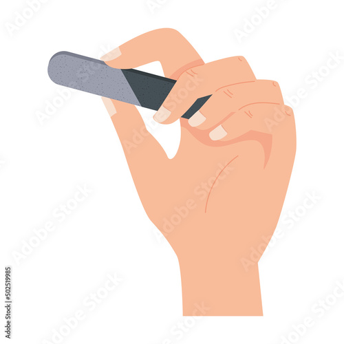 hand with nail file