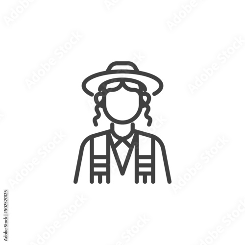 Rabbi with payot line icon