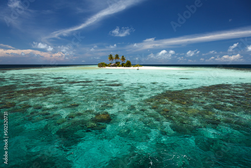 Small Lovely Desert Island in Maldives. Dreamlike Travel Destination.