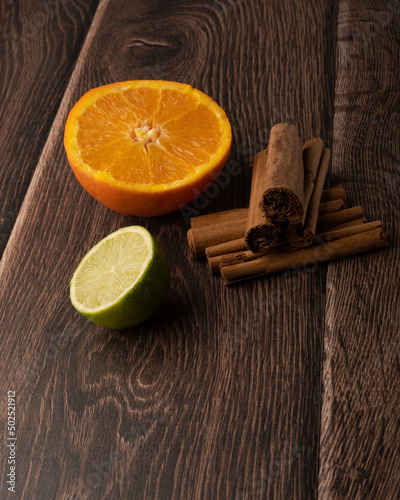 Sliced Orange, lime and cinnamon