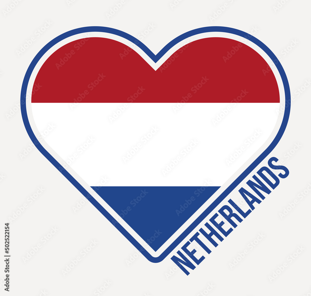 Netherlands heart flag badge. Made with Love from Netherlands logo. Flag of the country heart shape. Vector illustration. Netherlands heart flag badge. Made with Love from Netherlands logo. Flag of the country heart shape. Vector illustration.