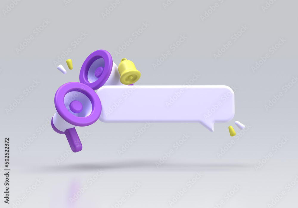 Blue Megaphone illustration background 3D render icon for business Blue Megaphone illustration background 3D render icon for business