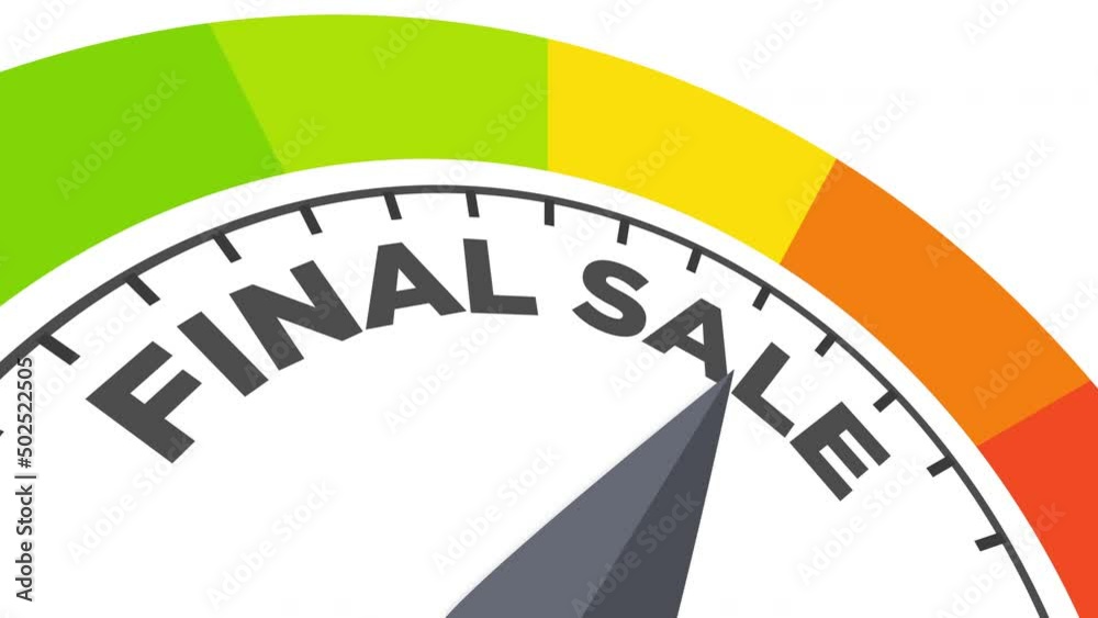 final sale level measuring device animation.zoom effect.Infographic gauge, tachometer, speedometer.