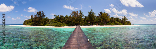 Beach view from Jetty above the Coral reef of tropical island © Fotopogledi