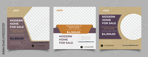 Flat real estate instagram post templates	
