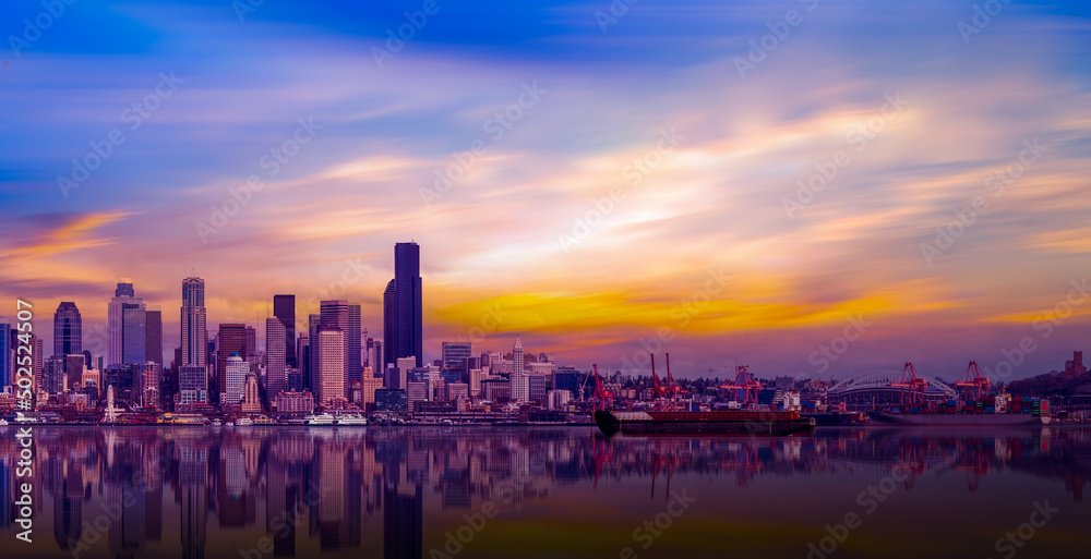 Seattle waterfront and skyline, Washington,USA
