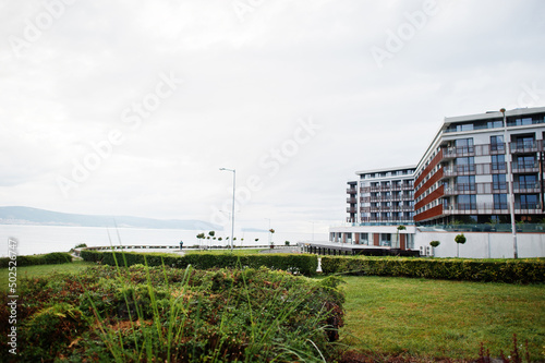 Park area and promenade at town Nesebar  Bulgaria.