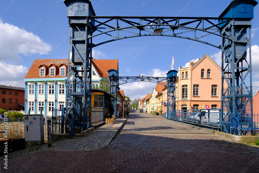 Fototapeta premium Metal bridge in Plau am See, Germany