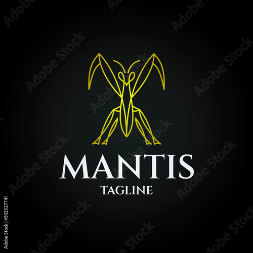 Praying Mantis Logo Monoline Style