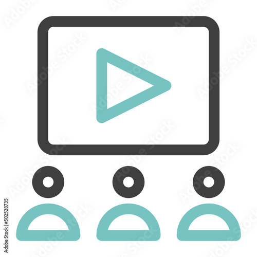video conference colored line icon
