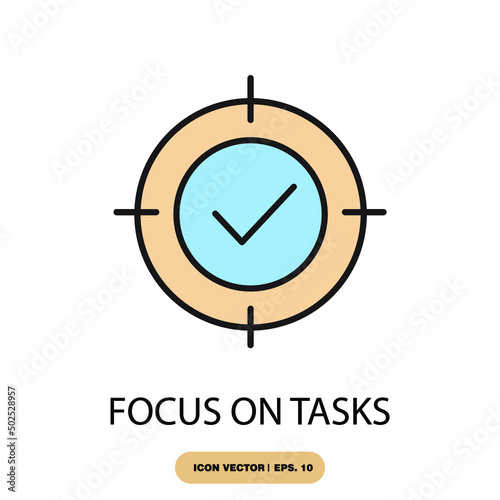 focus on tasks icons  symbol vector elements for infographic web