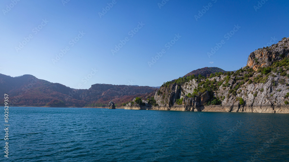 Stone cliffs at Oymapinar Dam in Green Canyon in Turkey Stone cliffs at Oymapinar Dam in Green Canyon in Turkey
