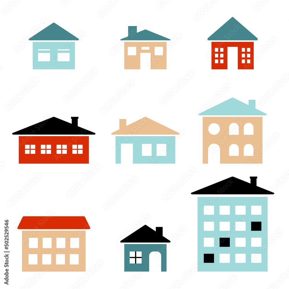 simple vector illustration variuos houses