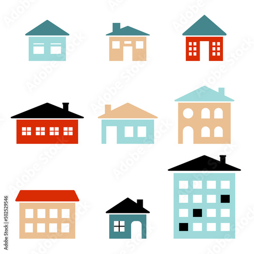 simple vector illustration variuos houses