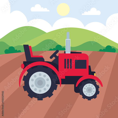 farm scene with tractor