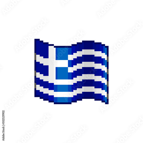 colorful simple vector flat pixel art illustration of flowing flag of Greece