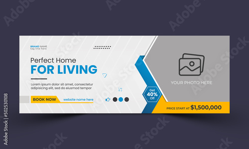 Real estate social media facebook cover design template