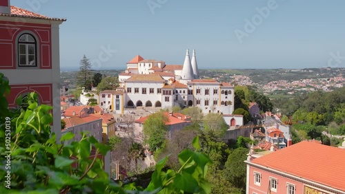 Sintra National Palace at sunny day in Sintra town, Portugal photo