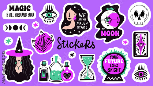 Doodle witchcraft magical stickers