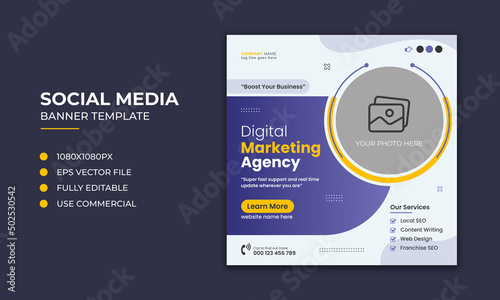 Digital marketing corporate social media post and instagram banner template
