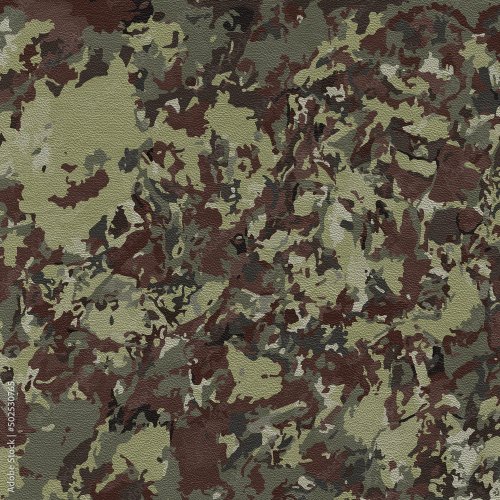 Fototapeta premium Classic khaki protective background. Military pattern leather texture