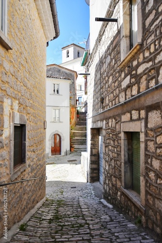 A narrow street in Morcone  a small village in Campania region  Italy.