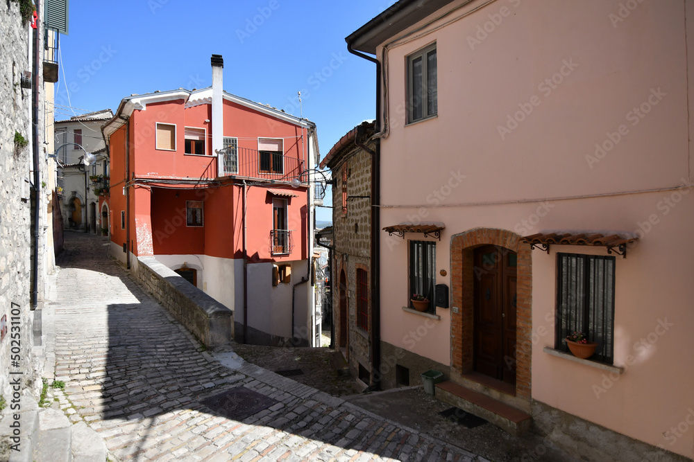 A narrow street in Morcone, a small village in Campania region, Italy.